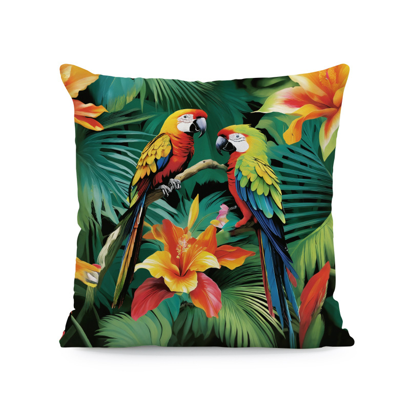 Παπαγάλος Rainforest Palm Leaf Σαλόνι Καναπές Διακοσμητικό Τετράγωνο Μαξιλαροθήκη Οκτώ Μαύρη Γάτα Αφηρημένη Αγελάδα Αλπακά Μαξιλάρι Κάλυμμα