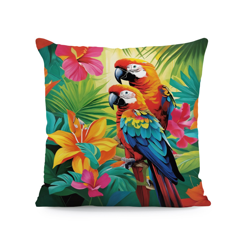 Παπαγάλος Rainforest Palm Leaf Σαλόνι Καναπές Διακοσμητικό Τετράγωνο Μαξιλαροθήκη Οκτώ Μαύρη Γάτα Αφηρημένη Αγελάδα Αλπακά Μαξιλάρι Κάλυμμα