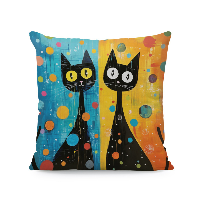 Παπαγάλος Rainforest Palm Leaf Σαλόνι Καναπές Διακοσμητικό Τετράγωνο Μαξιλαροθήκη Οκτώ Μαύρη Γάτα Αφηρημένη Αγελάδα Αλπακά Μαξιλάρι Κάλυμμα