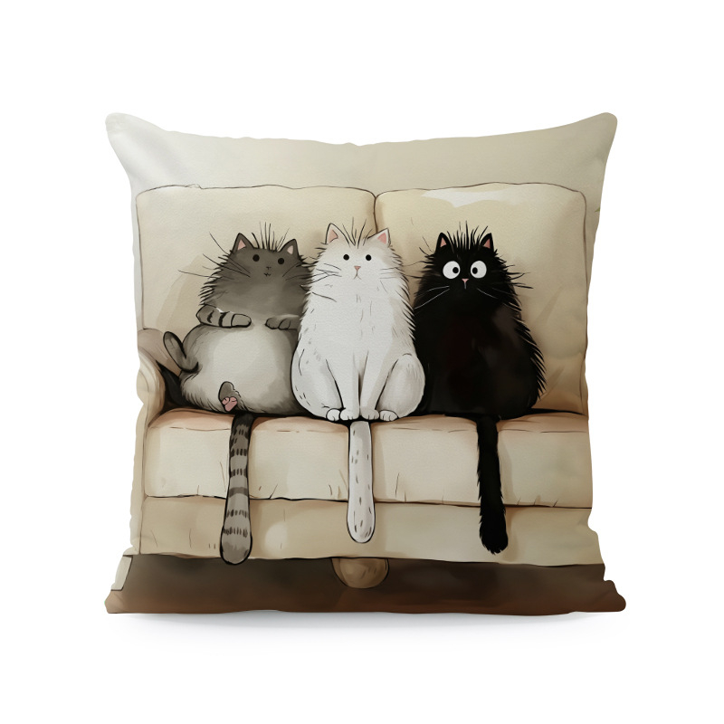 Παπαγάλος Rainforest Palm Leaf Σαλόνι Καναπές Διακοσμητικό Τετράγωνο Μαξιλαροθήκη Οκτώ Μαύρη Γάτα Αφηρημένη Αγελάδα Αλπακά Μαξιλάρι Κάλυμμα