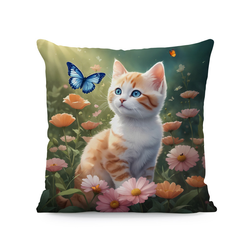 Παπαγάλος Rainforest Palm Leaf Σαλόνι Καναπές Διακοσμητικό Τετράγωνο Μαξιλαροθήκη Οκτώ Μαύρη Γάτα Αφηρημένη Αγελάδα Αλπακά Μαξιλάρι Κάλυμμα