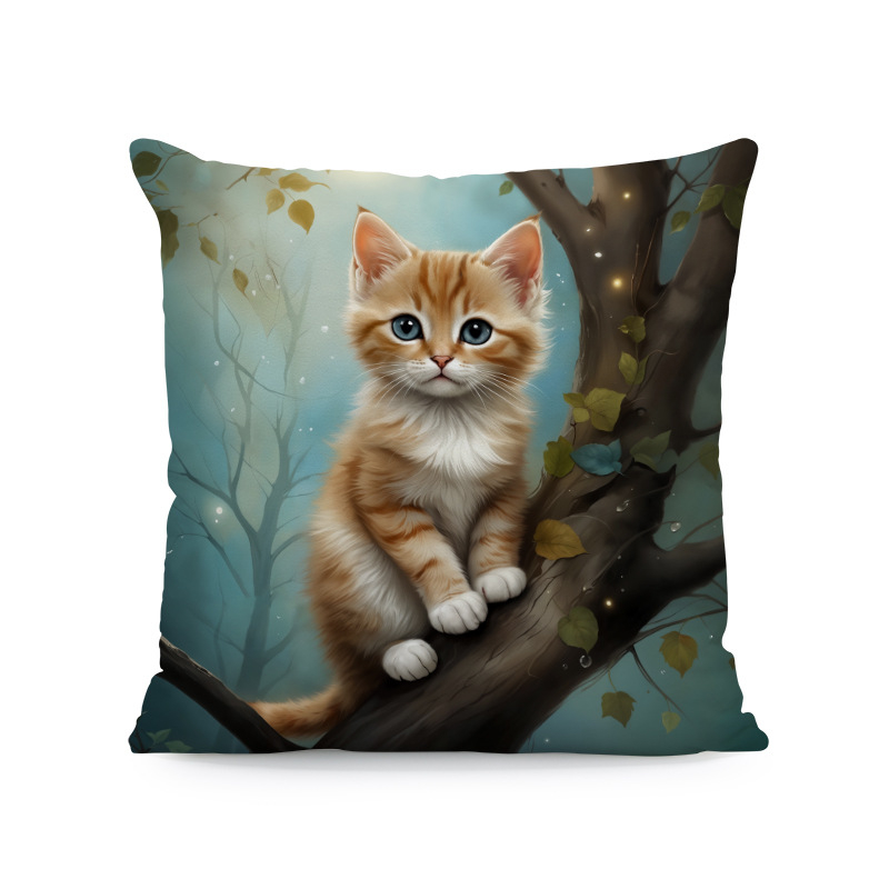 Παπαγάλος Rainforest Palm Leaf Σαλόνι Καναπές Διακοσμητικό Τετράγωνο Μαξιλαροθήκη Οκτώ Μαύρη Γάτα Αφηρημένη Αγελάδα Αλπακά Μαξιλάρι Κάλυμμα