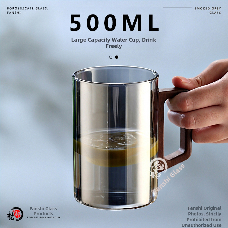 500ml veľkoobjemový pohár na sadze zo skla, odolný voči sadzám, do domácnosti, do obývačky, do vysokej teploty, do kancelárie, do pohostinstva
