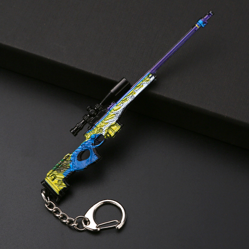 „Heping elite toy“ – naujas M416 odos lydinio vištienos pistoleto modelio periferinis raktų pakabukas, 12 cm