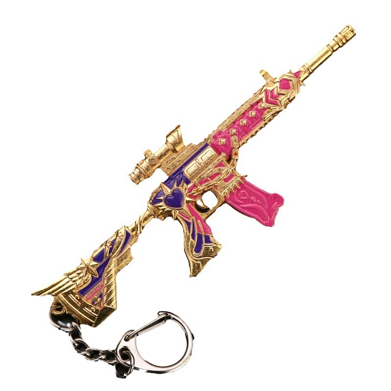 „Heping elite toy“ – naujas M416 odos lydinio vištienos pistoleto modelio periferinis raktų pakabukas, 12 cm