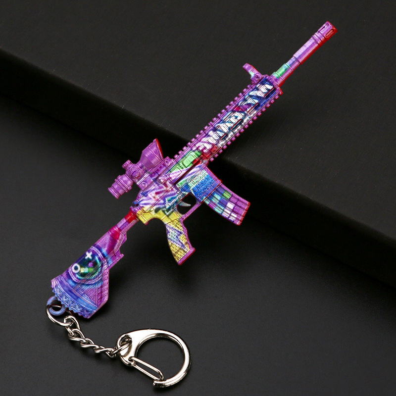 Heping elite rotaļlieta Jauns M416 ādas sakausējuma vistas ieroča modeļa perifērijas atslēgu piekariņš 12cm