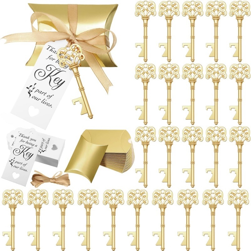 Amazon Wedding Season Vintage Key Ανοιχτήρι Μπουκαλιών Μαξιλάρι Κουτί με Γλυφιτζούρια Νυφικό Γαμήλιο Πάρτι Συνοδευτικό Δώρο Πακέτο 50 τεμαχίων