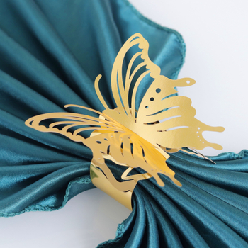 Tarpvalstybinis fabriko lazerinis tuščiaviduris trimatis drugelio formos servetėlių žiedas vestuvių atostogų veidrodinis rožinis servetėlių sagties dekoravimas