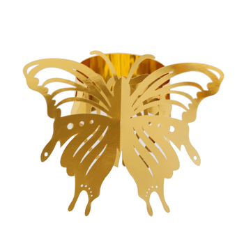 Tarpvalstybinis fabriko lazerinis tuščiaviduris trimatis drugelio formos servetėlių žiedas vestuvių atostogų veidrodinis rožinis servetėlių sagties dekoravimas