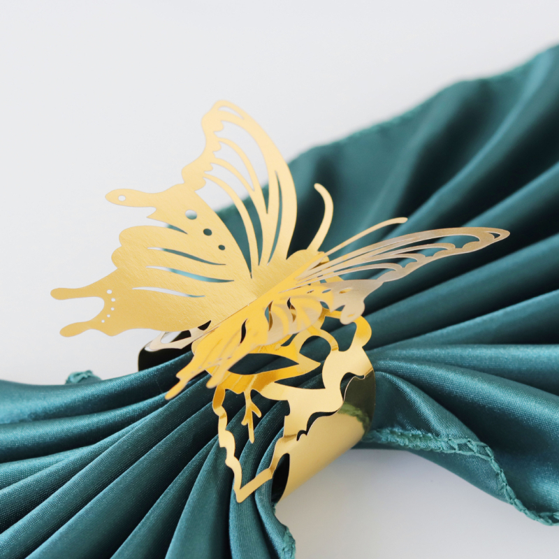 Tarpvalstybinis fabriko lazerinis tuščiaviduris trimatis drugelio formos servetėlių žiedas vestuvių atostogų veidrodinis rožinis servetėlių sagties dekoravimas