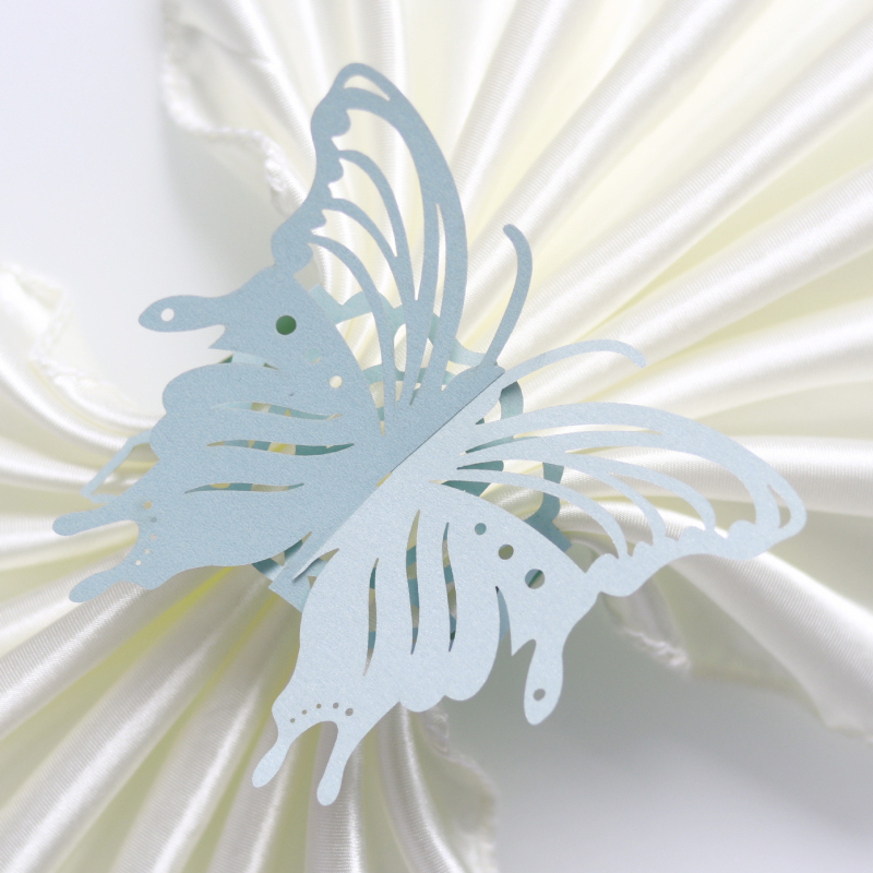 Tarpvalstybinis fabriko lazerinis tuščiaviduris trimatis drugelio formos servetėlių žiedas vestuvių atostogų veidrodinis rožinis servetėlių sagties dekoravimas