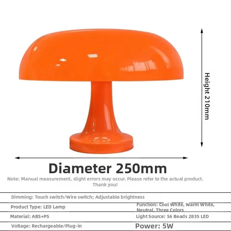 Tarpvalstybiniai sprogimai Danijos grybų naktinė lemputė Paprasta svetainės naktinis USB įkraunamas dvigubos paskirties kūrybinis stalo šviestuvas Zhongshan lempa