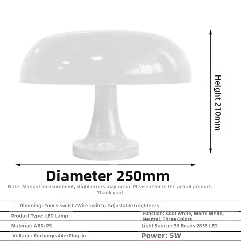 Tarpvalstybiniai sprogimai Danijos grybų naktinė lemputė Paprasta svetainės naktinis USB įkraunamas dvigubos paskirties kūrybinis stalo šviestuvas Zhongshan lempa