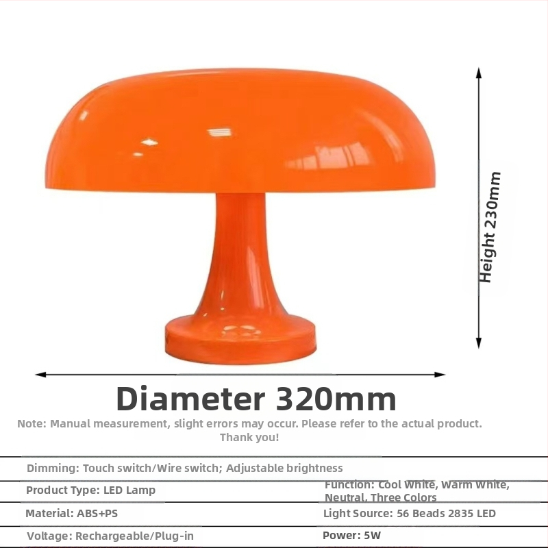 Tarpvalstybiniai sprogimai Danijos grybų naktinė lemputė Paprasta svetainės naktinis USB įkraunamas dvigubos paskirties kūrybinis stalo šviestuvas Zhongshan lempa
