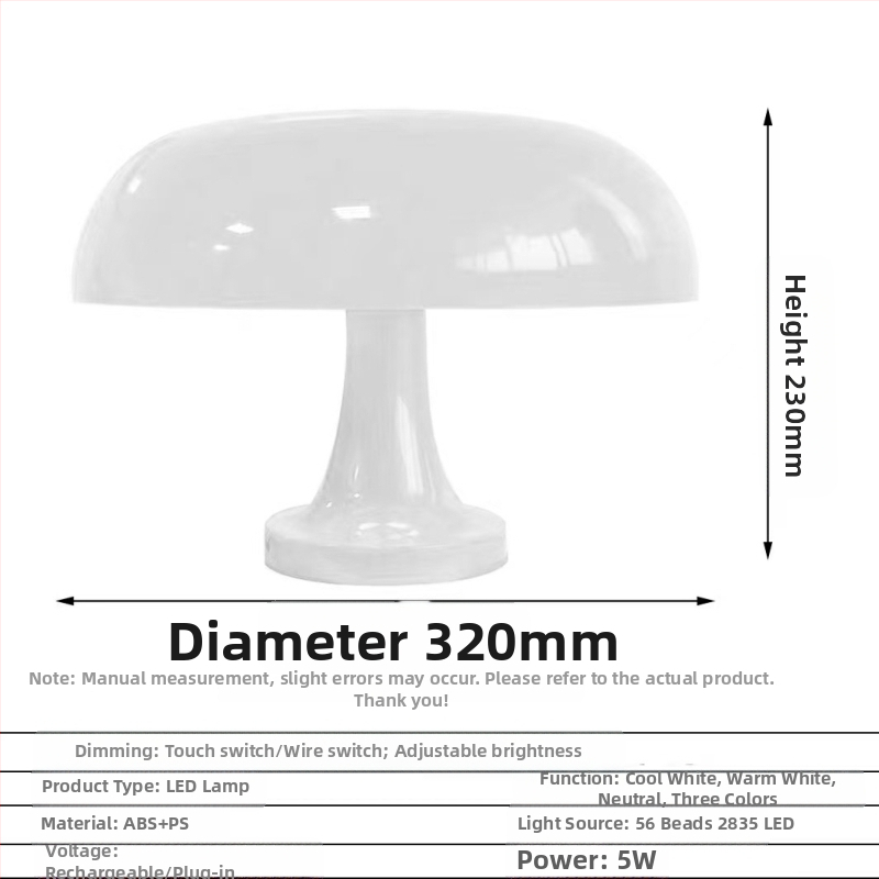 Tarpvalstybiniai sprogimai Danijos grybų naktinė lemputė Paprasta svetainės naktinis USB įkraunamas dvigubos paskirties kūrybinis stalo šviestuvas Zhongshan lempa