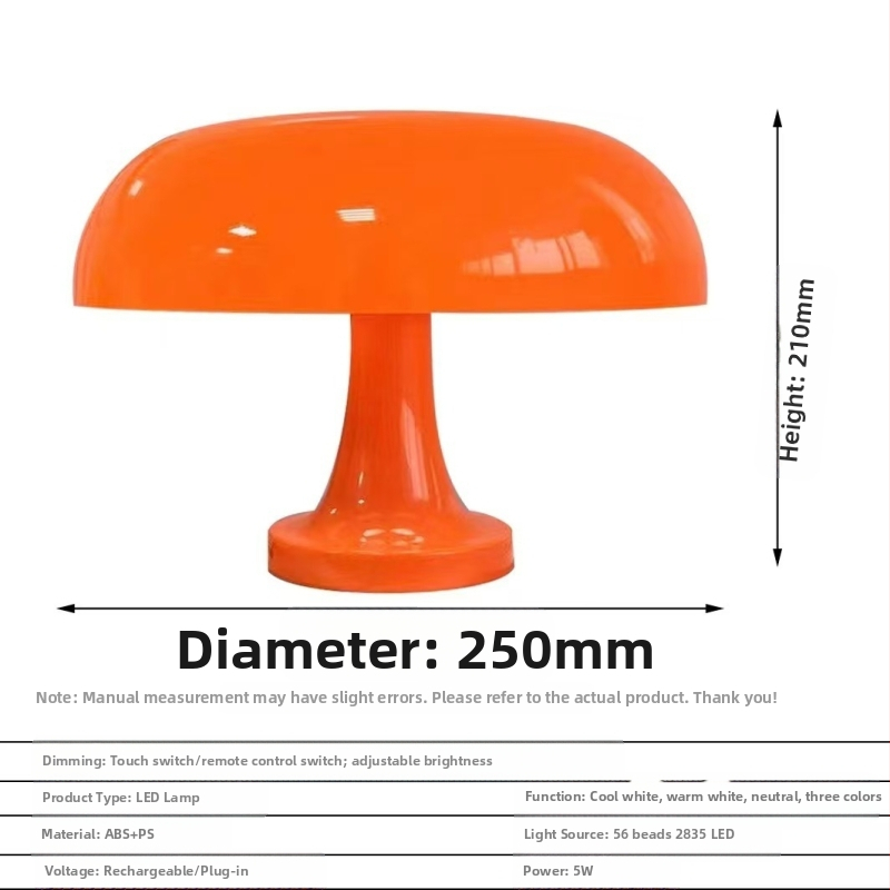 Tarpvalstybiniai sprogimai Danijos grybų naktinė lemputė Paprasta svetainės naktinis USB įkraunamas dvigubos paskirties kūrybinis stalo šviestuvas Zhongshan lempa