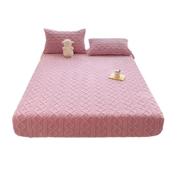 Thafu sametist voodikate, paks talvine kolmemõõtmeline lõikelilledega fliisvoodriga piimjas sametist voodilina, üheosaline voodikate, madratsi kaitsekate