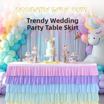 Σιφόν με πάχος γάμου, μωρό, συνέδριο, ειδική σύνθεση, εκδήλωση, διακόσμηση πάρτι από σιφόν, ορθογώνια φούστα τραπεζιού, πολυεστέρας