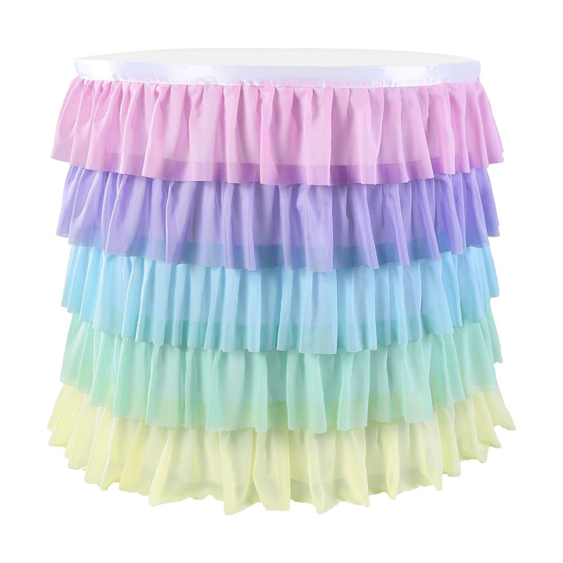 Σιφόν με πάχος γάμου, μωρό, συνέδριο, ειδική σύνθεση, εκδήλωση, διακόσμηση πάρτι από σιφόν, ορθογώνια φούστα τραπεζιού, πολυεστέρας