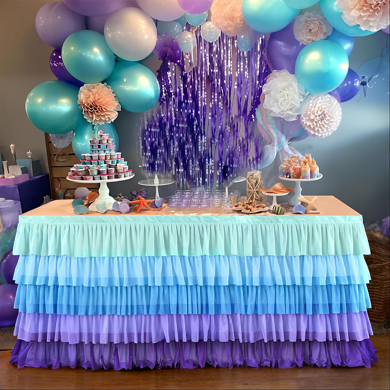 Σιφόν με πάχος γάμου, μωρό, συνέδριο, ειδική σύνθεση, εκδήλωση, διακόσμηση πάρτι από σιφόν, ορθογώνια φούστα τραπεζιού, πολυεστέρας