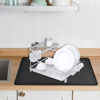 Tarpvalstybinis silikoninis viryklės kilimėlis, viryklės viršutinis dangtis, apsauginis dangtis, virtuvės stalviršio didelis drenažo kilimėlis, daugiafunkcis neslystantis šilumos izoliacinis kilimėlis