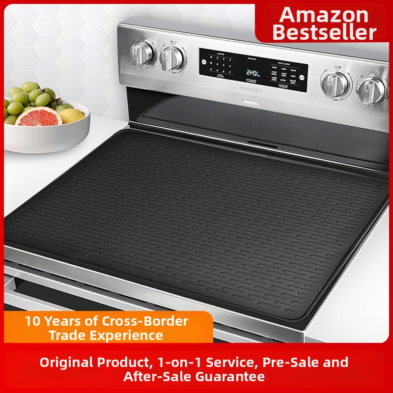 Tarpvalstybinis silikoninis viryklės kilimėlis, viryklės viršutinis dangtis, apsauginis dangtis, virtuvės stalviršio didelis drenažo kilimėlis, daugiafunkcis neslystantis šilumos izoliacinis kilimėlis