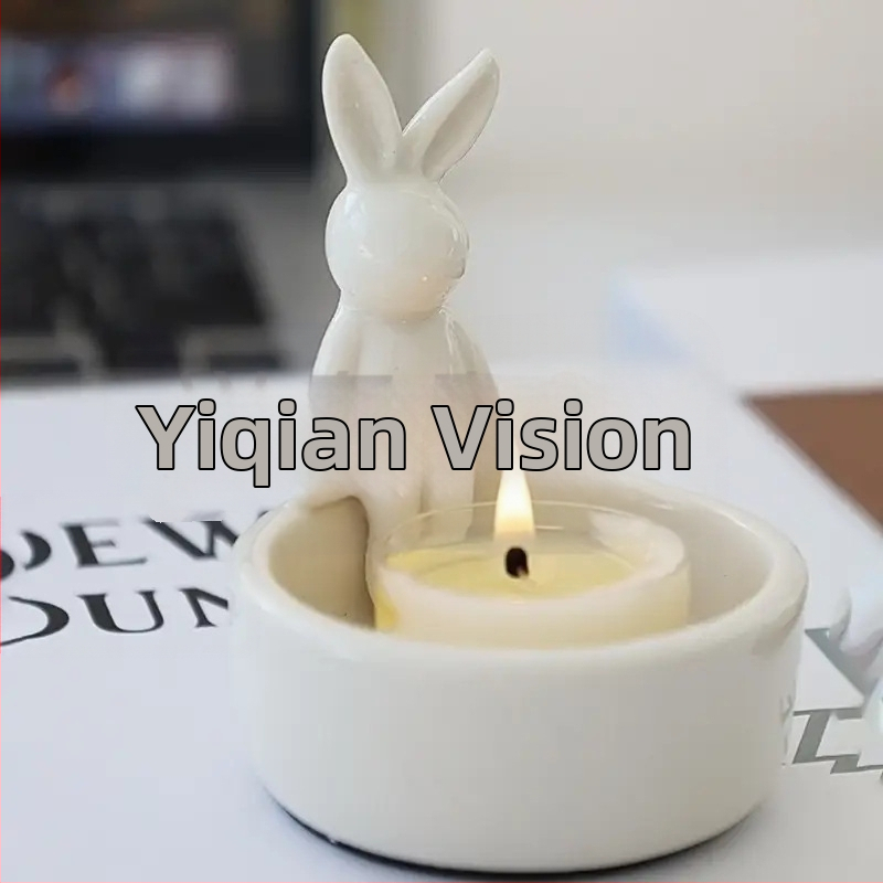 Свещник Ins Resin Cartoon Bunny, скандинавски домашен ароматерапевтичен свещник, домакински трансгранични смолни занаяти