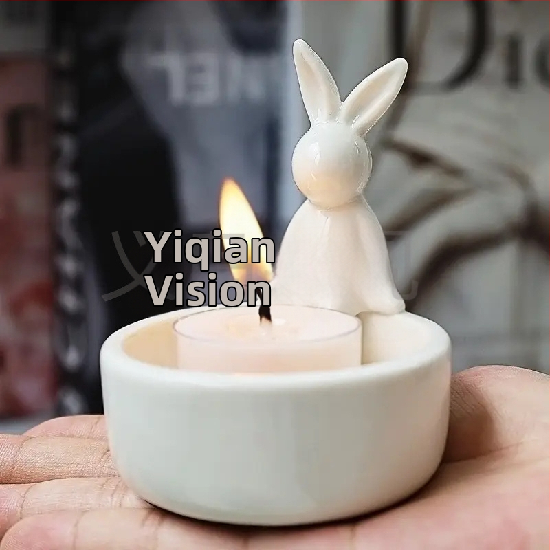 Свещник Ins Resin Cartoon Bunny, скандинавски домашен ароматерапевтичен свещник, домакински трансгранични смолни занаяти