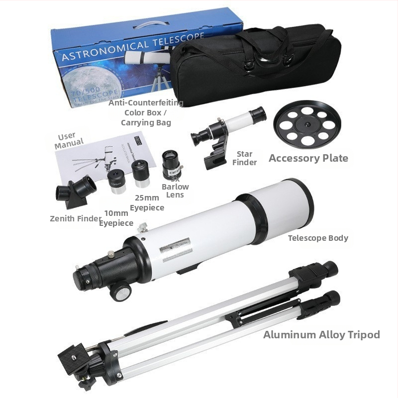 Трансграничен астрономически телескоп, професионален астрономически телескоп за наблюдение на звезди 70500, астрономически телескоп за дълбок космос, начално ниво, високоенергийна студентска раница