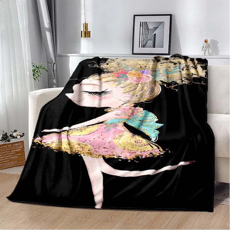 Armas balletitüdruk, baleriin, haldjas, koomiksitekk, flanelltekk elutoa, magamistoa diivani kaunistamiseks