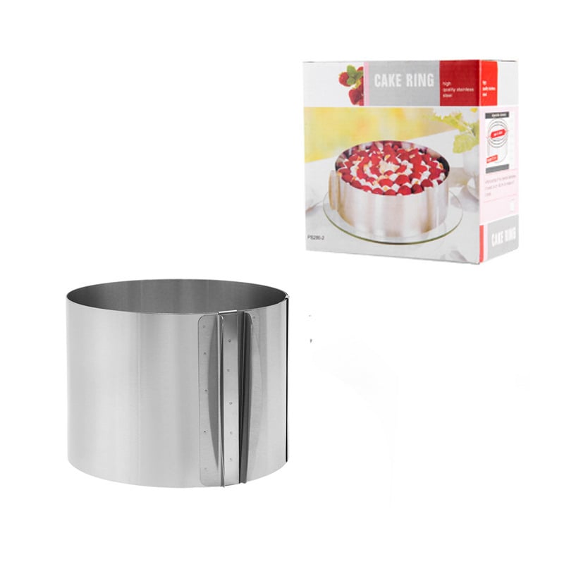 Ümmargune roostevabast terasest sissetõmmatav šifoonist koogirõngas reguleeritav 6-12-tolline mousse-koogirõngas küpsetusvormi jaoks