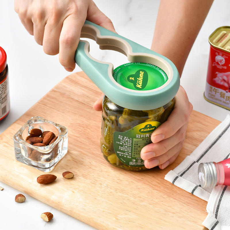 Многофункционална отварачка за консерви, пластмасова отварачка за бира, четири в едно, с неплъзгащ се капак, отварачка за червено вино.