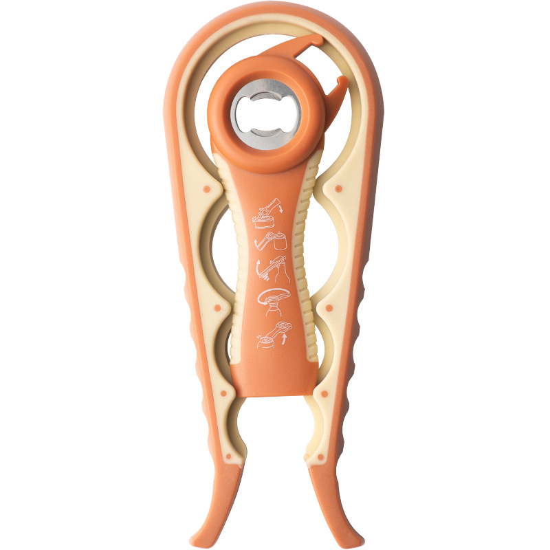 Многофункционална отварачка за консерви, пластмасова отварачка за бира, четири в едно, с неплъзгащ се капак, отварачка за червено вино.