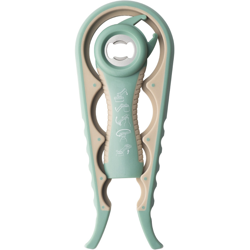 Многофункционална отварачка за консерви, пластмасова отварачка за бира, четири в едно, с неплъзгащ се капак, отварачка за червено вино.