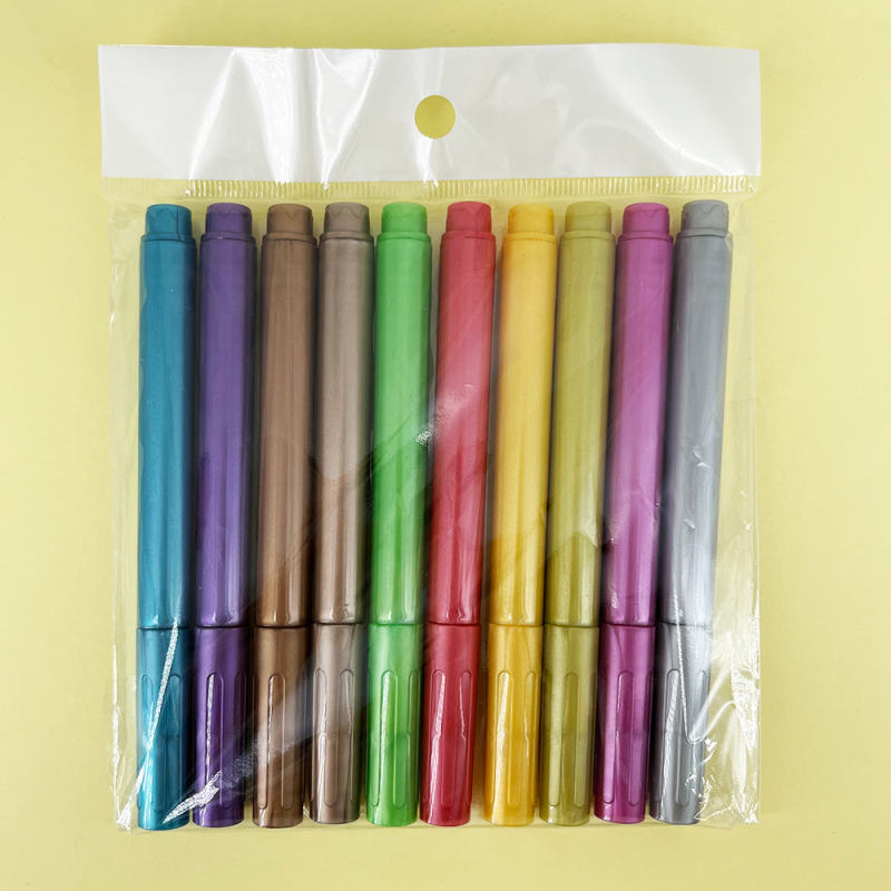 Metalinis žymeklis su perlamutriniu blizgesiu, spalvingas žymeklių rinkinys planuotojams, grafičiams, nuotraukų albumams ir žurnalams