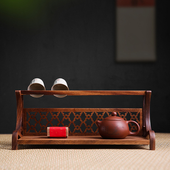 Naujas riešuto spalvos dvigubo naudojimo puodelių laikiklis arbatos puodeliams arbatinukams laikyti antikvarinis stovas nauja kiniško stiliaus arbatos lentyna arbatos staliukas laikymo lentyna