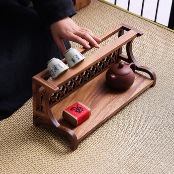 Naujas riešuto spalvos dvigubo naudojimo puodelių laikiklis arbatos puodeliams arbatinukams laikyti antikvarinis stovas nauja kiniško stiliaus arbatos lentyna arbatos staliukas laikymo lentyna