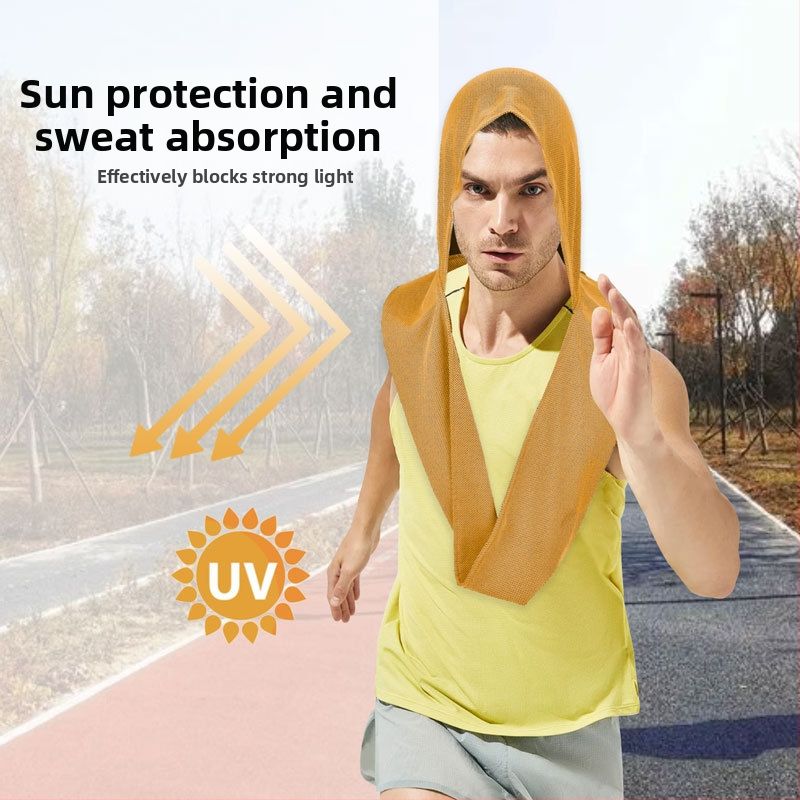 U-образна кърпа с качулка за студ, фитнес, плаж, къмпинг, строителство, слънцезащита, бързосъхнеща спортна хладна кърпа, тюрбан