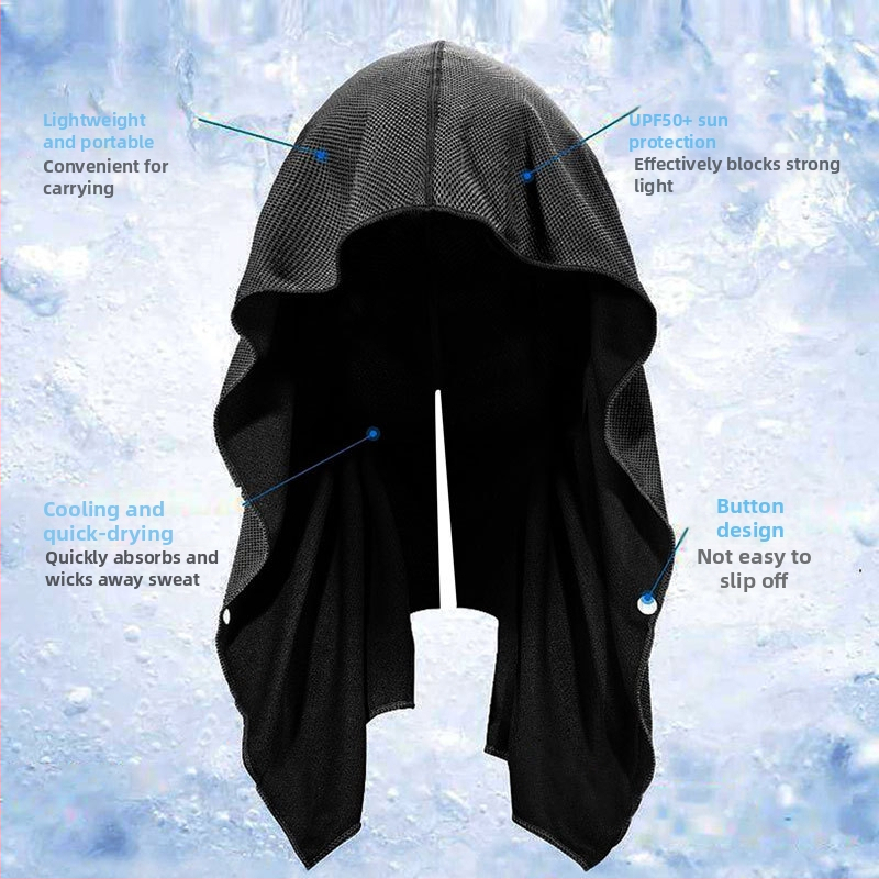 U-образна кърпа с качулка за студ, фитнес, плаж, къмпинг, строителство, слънцезащита, бързосъхнеща спортна хладна кърпа, тюрбан