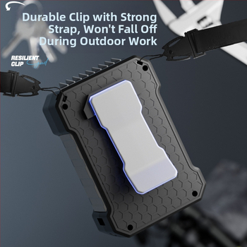 Lauko statybvietės pakabinamas juosmens ventiliatorius su USB įkrovimu ir greitojo pristatymo motociklininku, pakabinamas ant kaklo ir įkraunamas lobių ventiliatorius