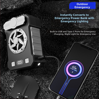 Lauko statybvietės pakabinamas juosmens ventiliatorius su USB įkrovimu ir greitojo pristatymo motociklininku, pakabinamas ant kaklo ir įkraunamas lobių ventiliatorius