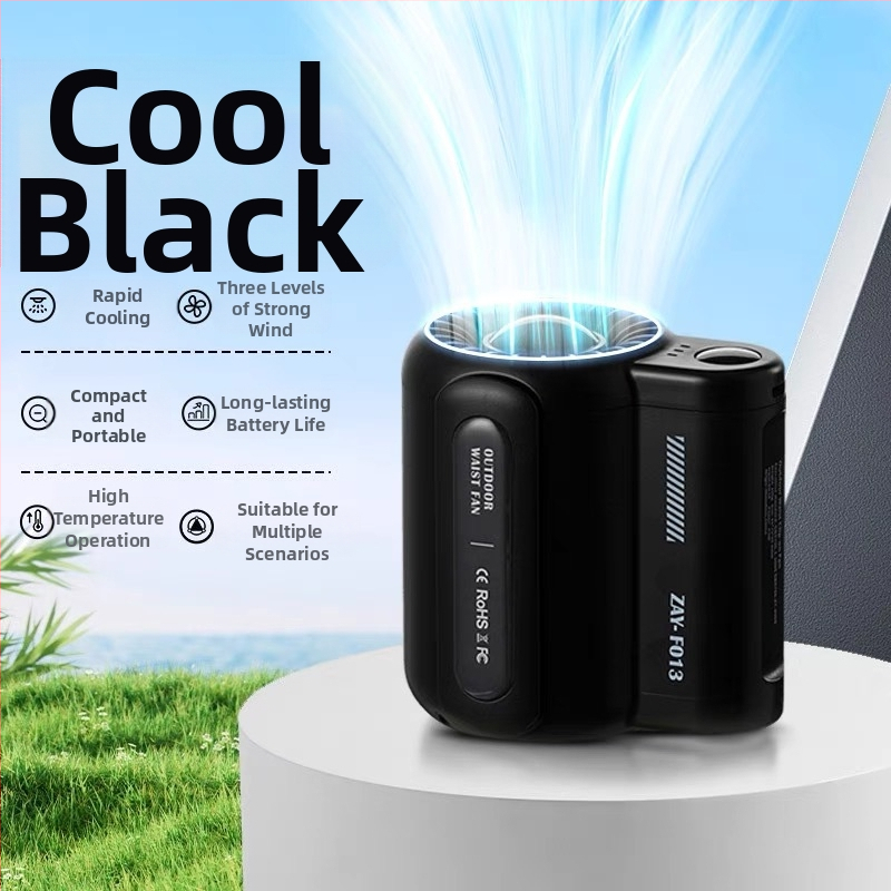 Lauko statybvietės pakabinamas juosmens ventiliatorius su USB įkrovimu ir greitojo pristatymo motociklininku, pakabinamas ant kaklo ir įkraunamas lobių ventiliatorius