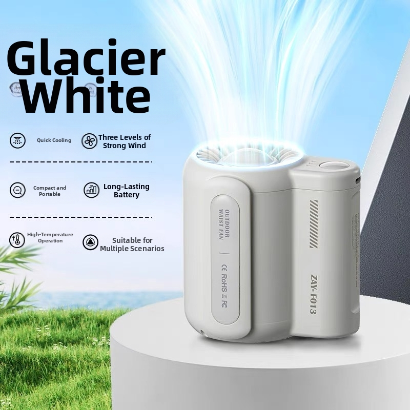 Lauko statybvietės pakabinamas juosmens ventiliatorius su USB įkrovimu ir greitojo pristatymo motociklininku, pakabinamas ant kaklo ir įkraunamas lobių ventiliatorius