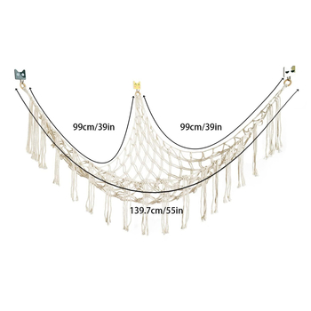 boheemlaslik kootud mänguasjade hoiuvõrgu tasku kolmnurkne mänguasjavõrgu tasku magamistoa nurga hoiuvõrk