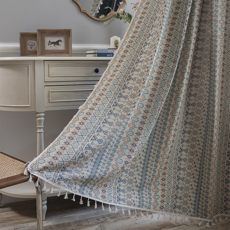 „Yiman Qiyun“ užuolaidos, raudonos šventinės žakardo kutais uždengtos virtuvės užuolaidos, įlankos langas, pusiau tamsintas, tiesioginis gamyklos tiekimas