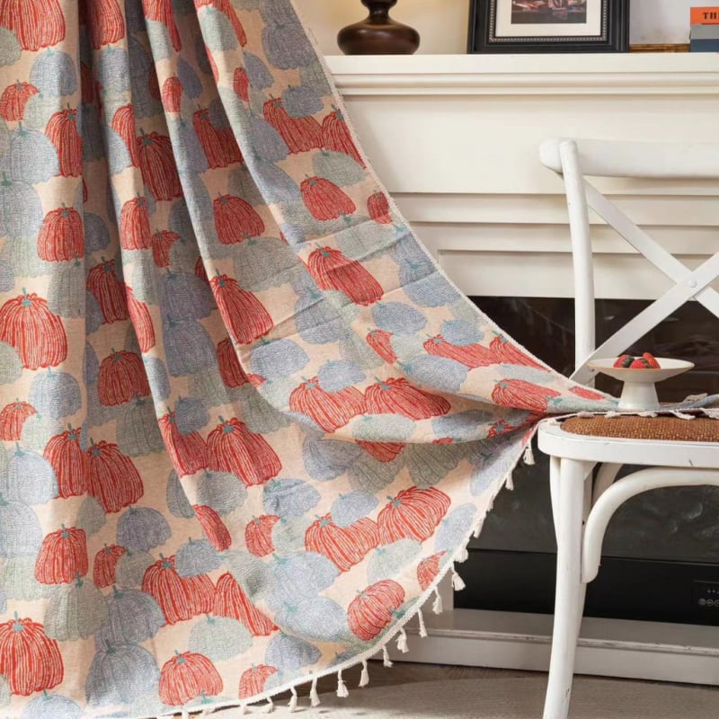 „Yiman Qiyun“ užuolaidos, raudonos šventinės žakardo kutais uždengtos virtuvės užuolaidos, įlankos langas, pusiau tamsintas, tiesioginis gamyklos tiekimas