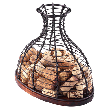 Tarpvalstybinis „Amazon“ medžio masyvo vyno kamščių laikymo krepšelis su geležiniu Europos komercinio viešbučio vyno ąžuolo kamščių kolekcijos krepšeliu