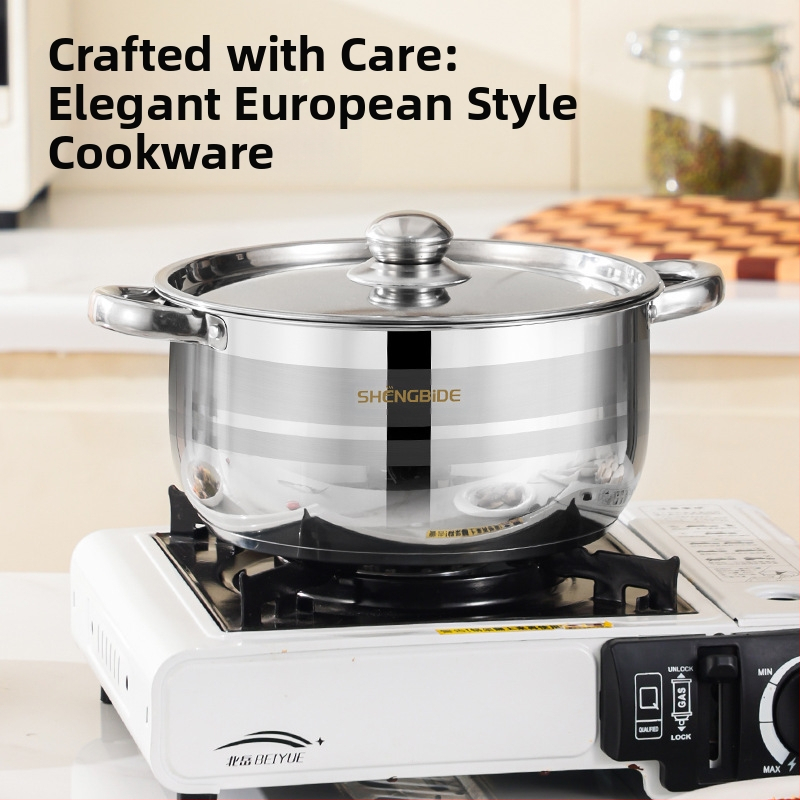 Трансграничен горещо продаван комплект от неръждаема стомана за супа, комбиниран комплект, удебелено композитно дъно, кухненски принадлежности, комплект от осем части