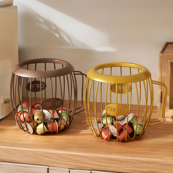 Piiriülene loominguline puuviljakorv sepistatud rauast kohvikapslite hoidmiseks sinised suupisted kuivatatud puuviljad puuviljade hoidmiseks kaldus korv