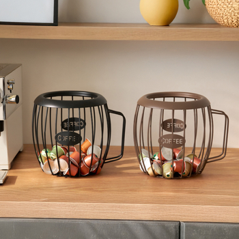 Piiriülene loominguline puuviljakorv sepistatud rauast kohvikapslite hoidmiseks sinised suupisted kuivatatud puuviljad puuviljade hoidmiseks kaldus korv